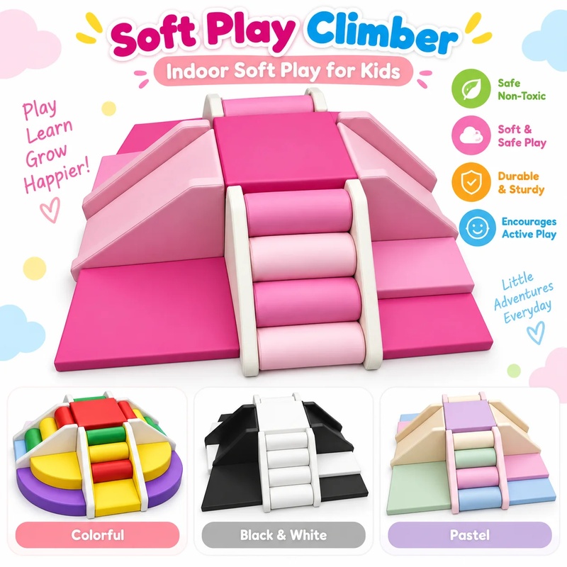 Kids Outdoor Area - Colorful White Pink Red Beige Soft