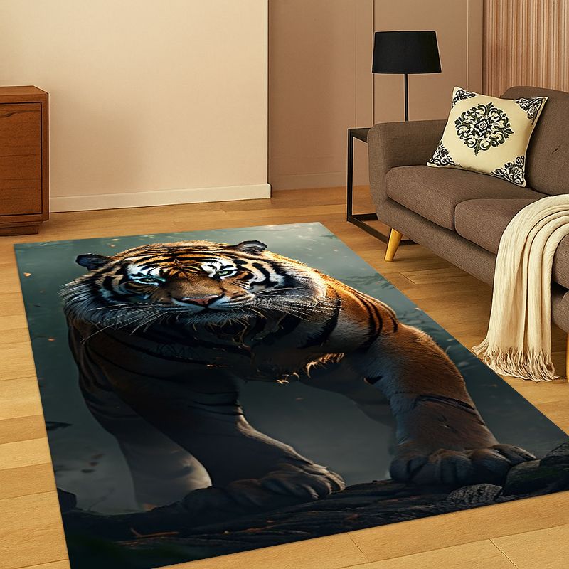 Kids Outdoor Area - Tiger Beast Wildlife Cartoon Carpet Rug