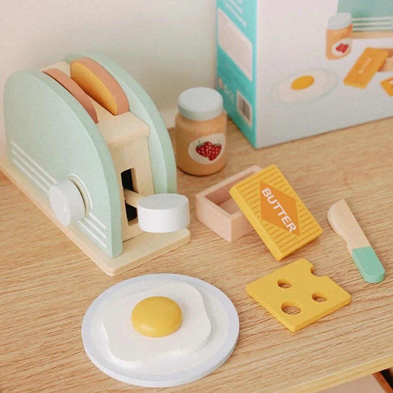 Wooden Simulation Toaster Toy  - Kids Outdoor Kitchen Accessories 评论和价格