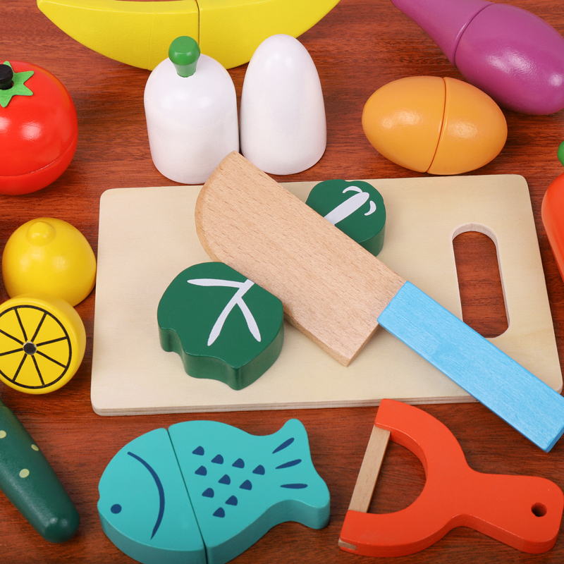 Wooden Fruit Vegetable Cutting - Kids Outdoor Kitchen Accessories 评论和价格