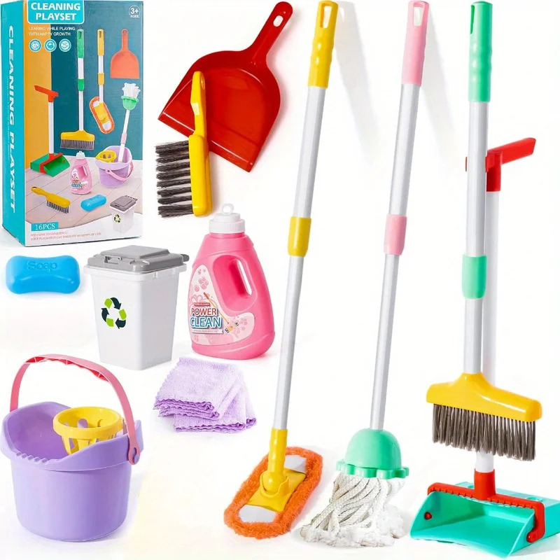 16pcs Kids Cleaning Set - Home - Kids Outdoor Broom 评论和价格