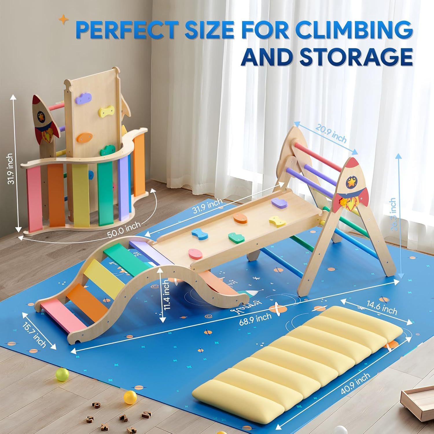 Solid Wood Versatile Climbing  - Kids Outdoor Climbing Frame 评论和价格